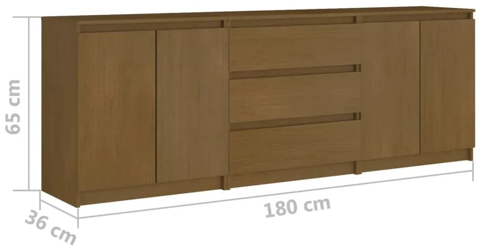 vidaXL Βοηθητικό Nτουλάπι Καφέ Μελί 180x36x65 εκ από Μασίφ Ξύλο Πεύκου