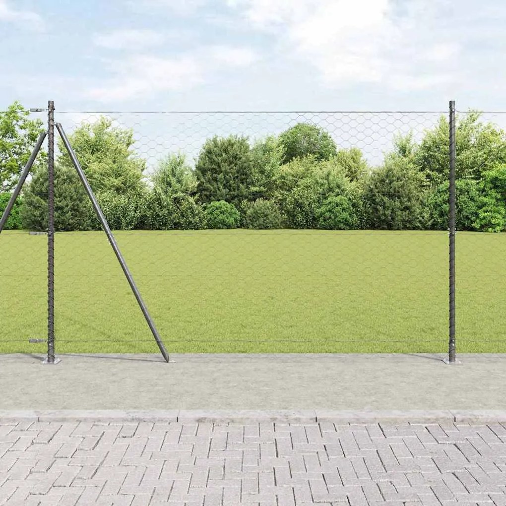 vidaXL Σετ Φencing Γκρι 25 x 1.5 m Ατσάλι & Σκυρόδεμα