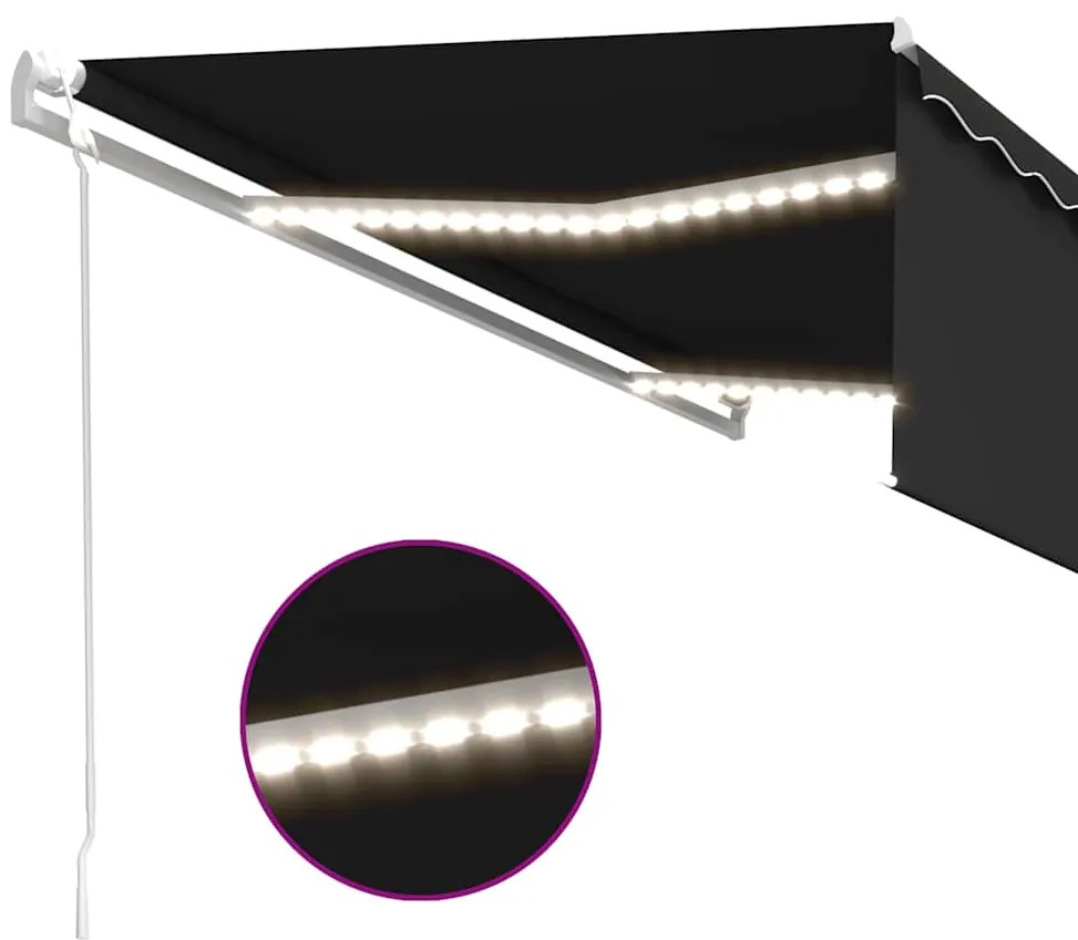 vidaXL Τέντα Αυτόματη με Σκίαστρο/LED/Αισθητήρα Ανέμου Ανθρακί 5x3 μ.