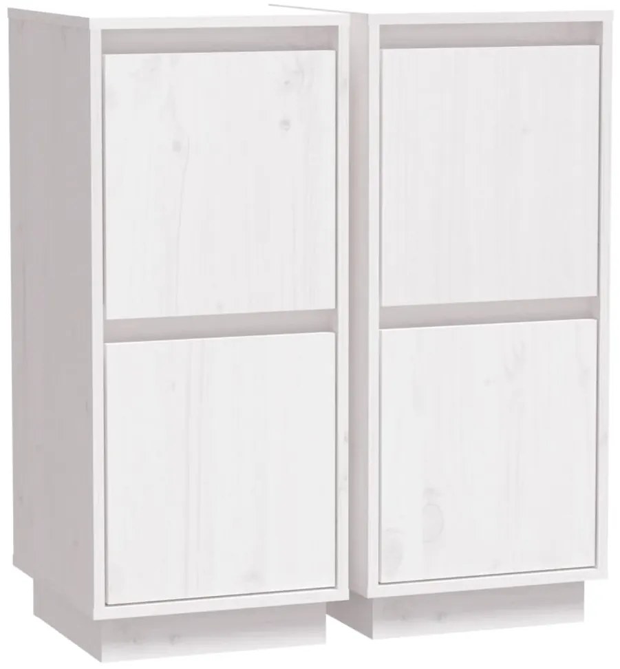 vidaXL Ντουλάπια 2 τεμ. Λευκά 31,5 x 34 x 75 εκ. από Μασίφ Ξύλο Πεύκου