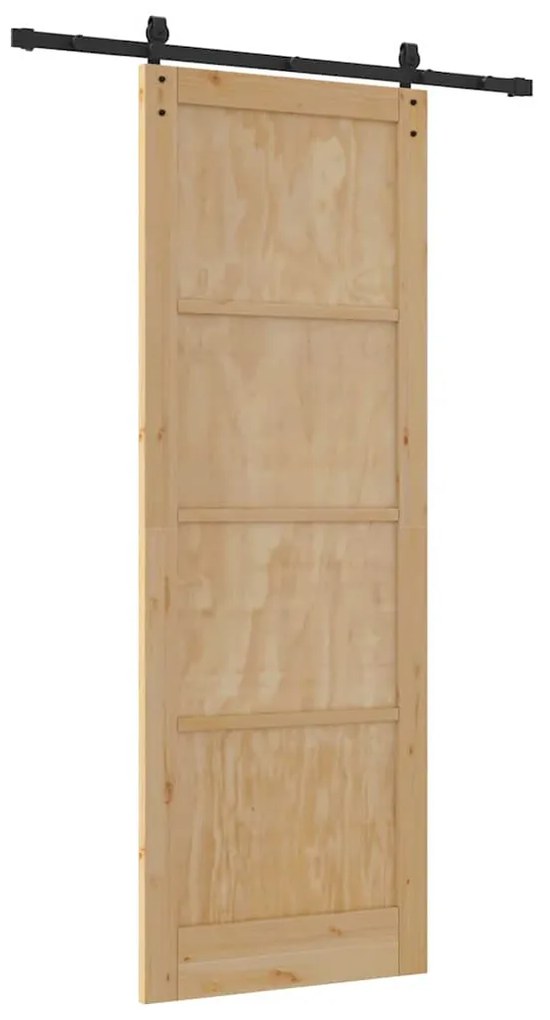 vidaXL Συρόμενη Πόρτα Καφέ 83 x 232 εκ. Στερεά ξυλεία πεύκου