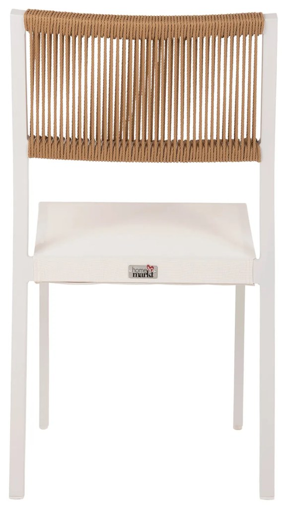 Καρέκλα Αλουμινίου Λευκή Μπεζ Rattan & Textline 46x55,5x83 Υ Εκ.