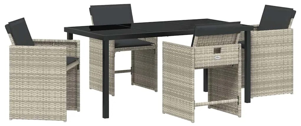 vidaXL Σέτ φαγητού για κήπο 5 pcs Ανοιχτό γκρι συνθετικό ρατάν