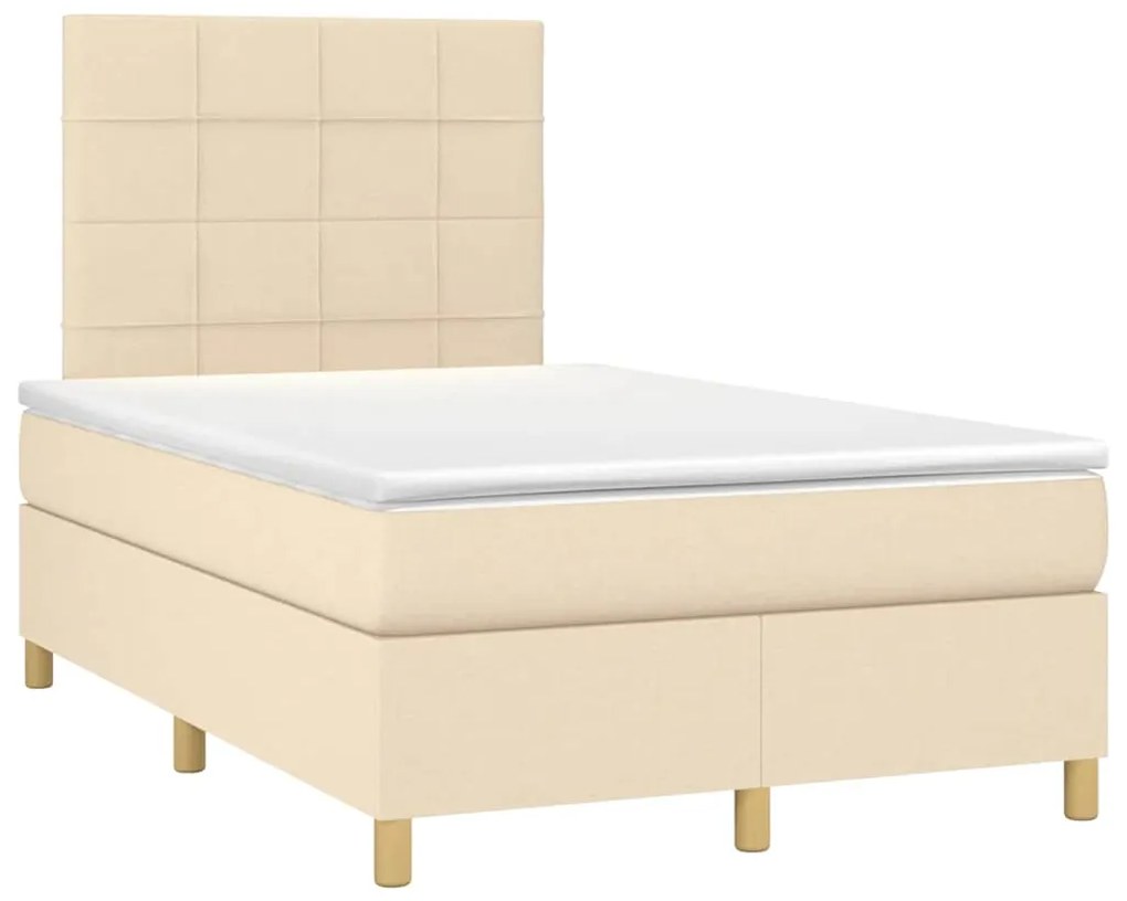 vidaXL Κρεβάτι Boxspring με Στρώμα Κρεμ 120x190 εκ. Υφασμάτινο