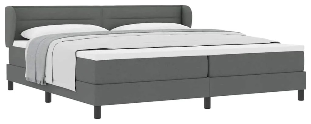 vidaXL Κρεβάτι box spring με στρώμα Σκούρο γκρι 200 x 200 cm ύφασμα