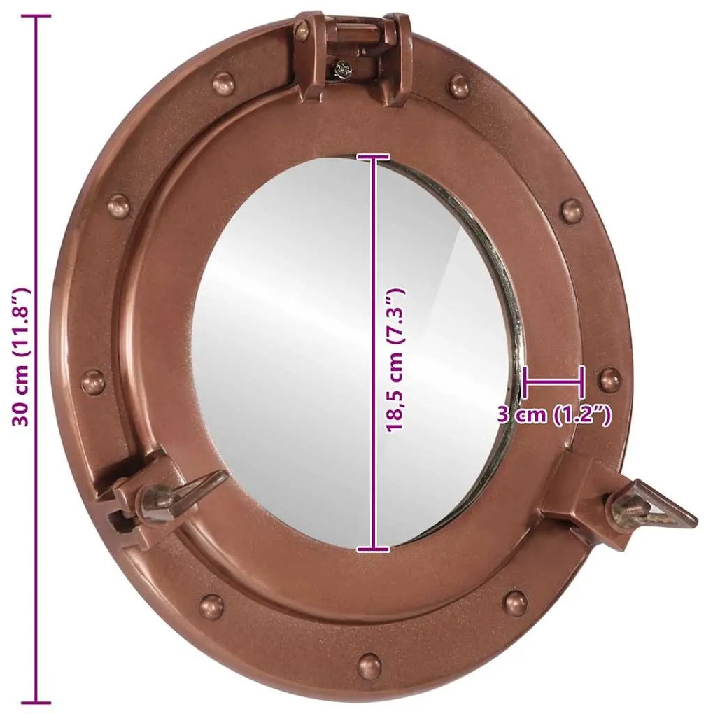vidaXL Καθρέφτης Φινιστρίνι Τοίχου Ø30 εκ. από Αλουμίνιο και Γυαλί