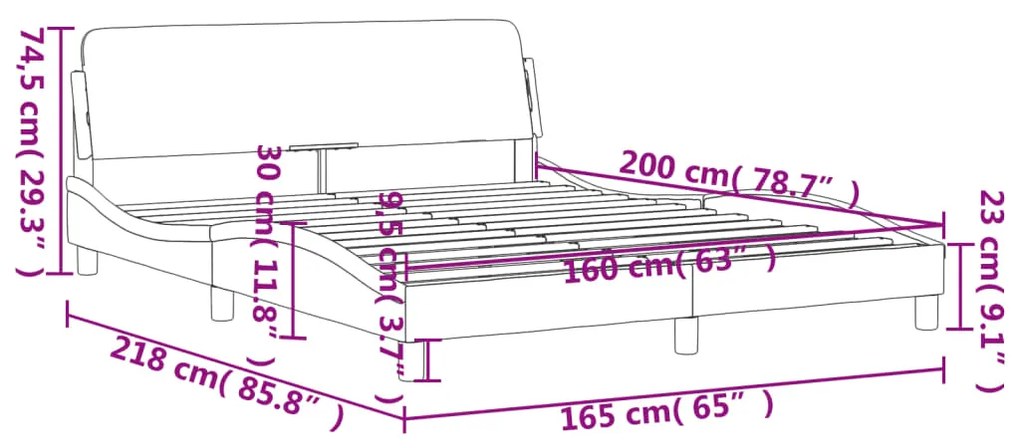 Πλαίσιο Κρεβατιού με Κεφαλάρι Λευκό 160x200 εκ. Συνθετικό Δέρμα - Λευκό