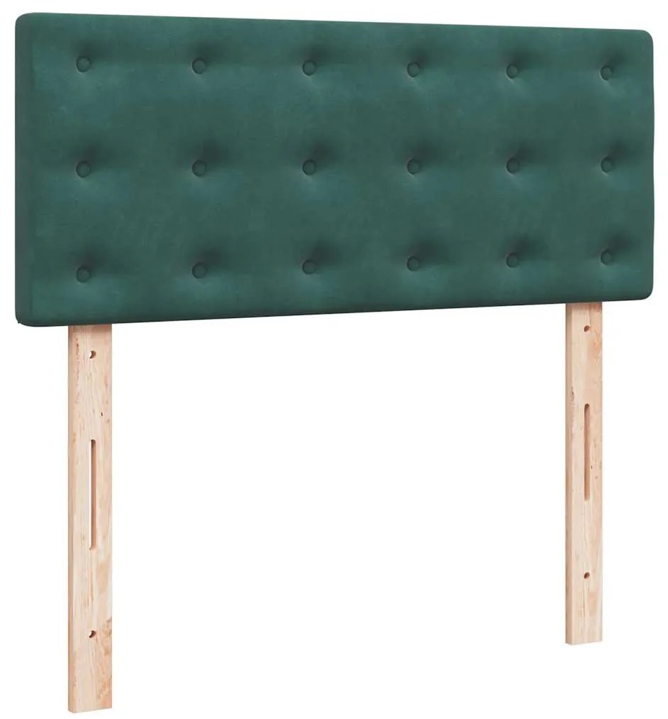 vidaXL Κρεβάτι Boxspring με Στρώμα Σκούρο Πράσινο 120x190εκ. Βελούδινο