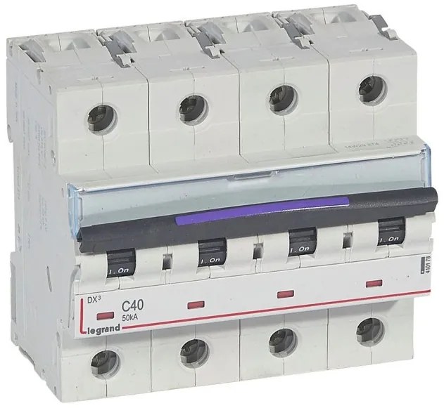 Αυτόματη Ασφάλεια 50kA Γκρι 40A 4 Πόλοι Kαμπύλη C DX3 410178 Legrand 410178 Γκρι
