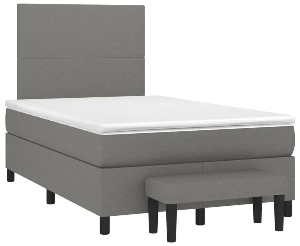 vidaXL Κρεβάτι Boxspring με Στρώμα Σκούρο Καφέ 120x190 εκ Υφασμάτινο