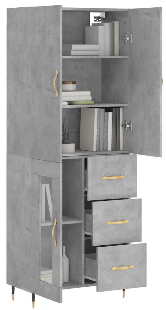 vidaXL Ντουλάπι Γκρι Σκυροδέματος 69,5x34x180 εκ. Επεξεργασμένο Ξύλο