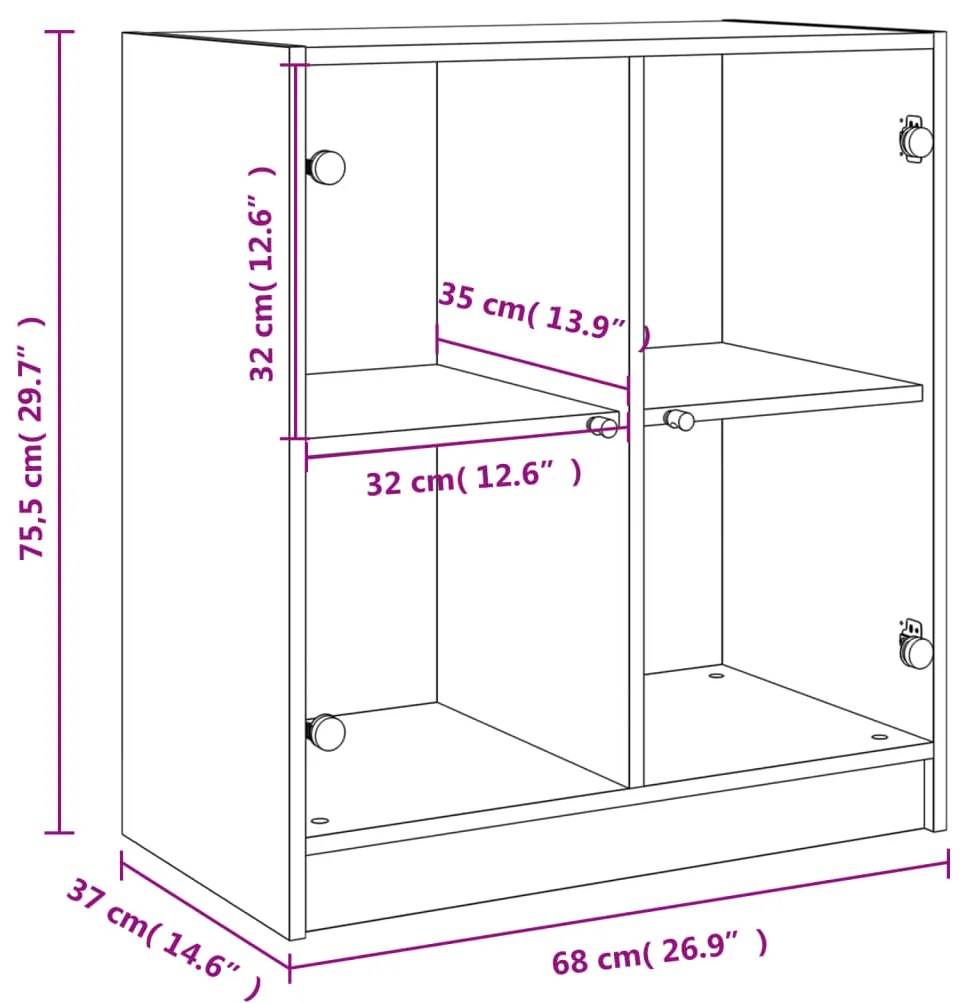 ΒΟΗΘΗΤΙΚΟ ΝΤΟΥΛΑΠΙ SONOMA ΓΚΡΙ 68X37X75,5ΕΚ. ΜΕ ΓΥΑΛΙΝΕΣ ΠΟΡΤΕΣ 836425