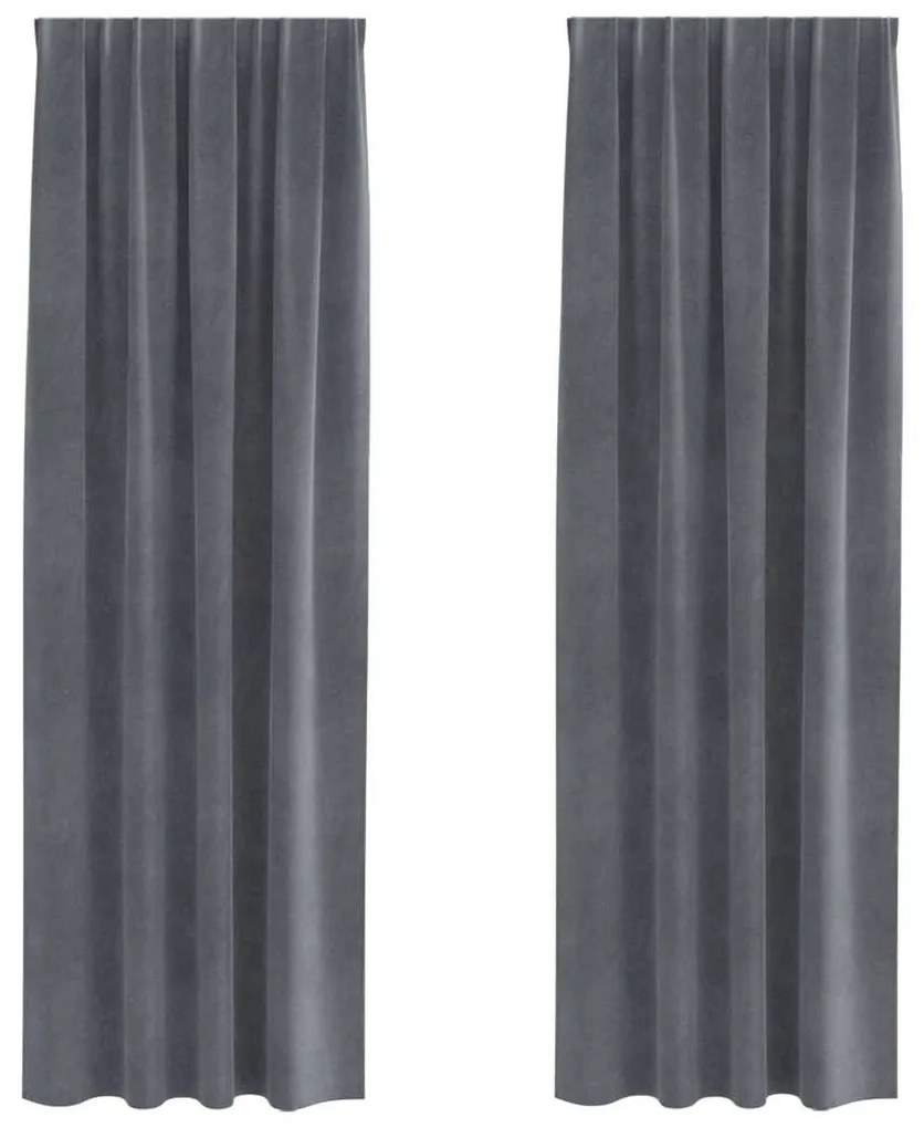 vidaXL Κουρτίνες με κουρτίνες 2 pcs Ανοιχτό γκρι 140 x 225 cm Βελούδο