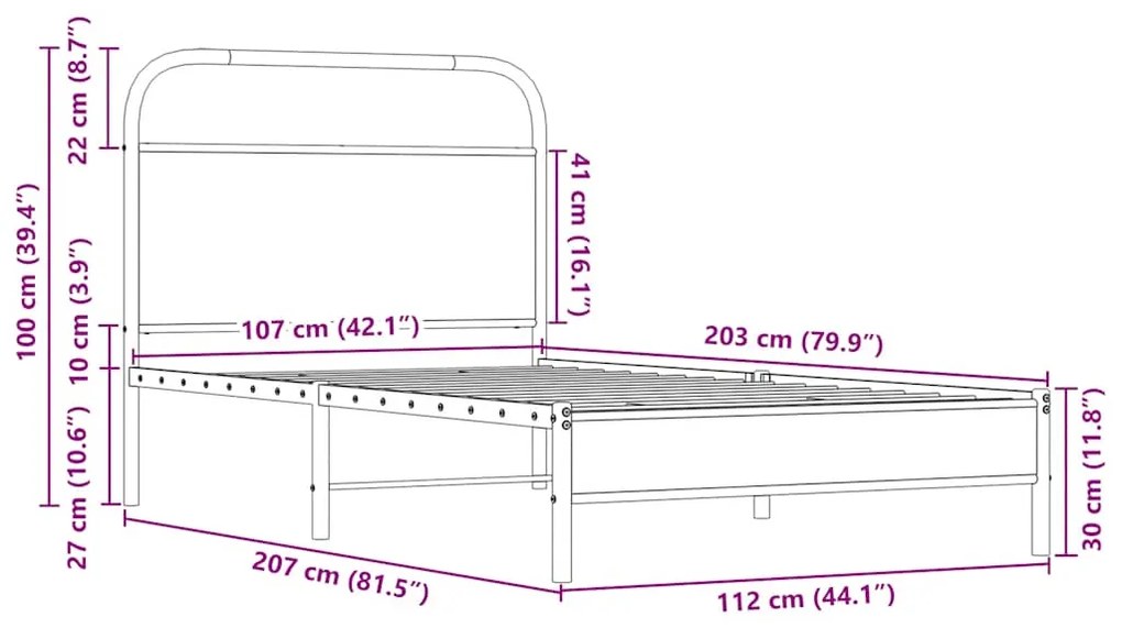 Πλαίσιο Κρεβατιού Χωρ. Στρώμα Sonoma Δρυς 107x203 εκ Επ. Ξύλο - Καφέ