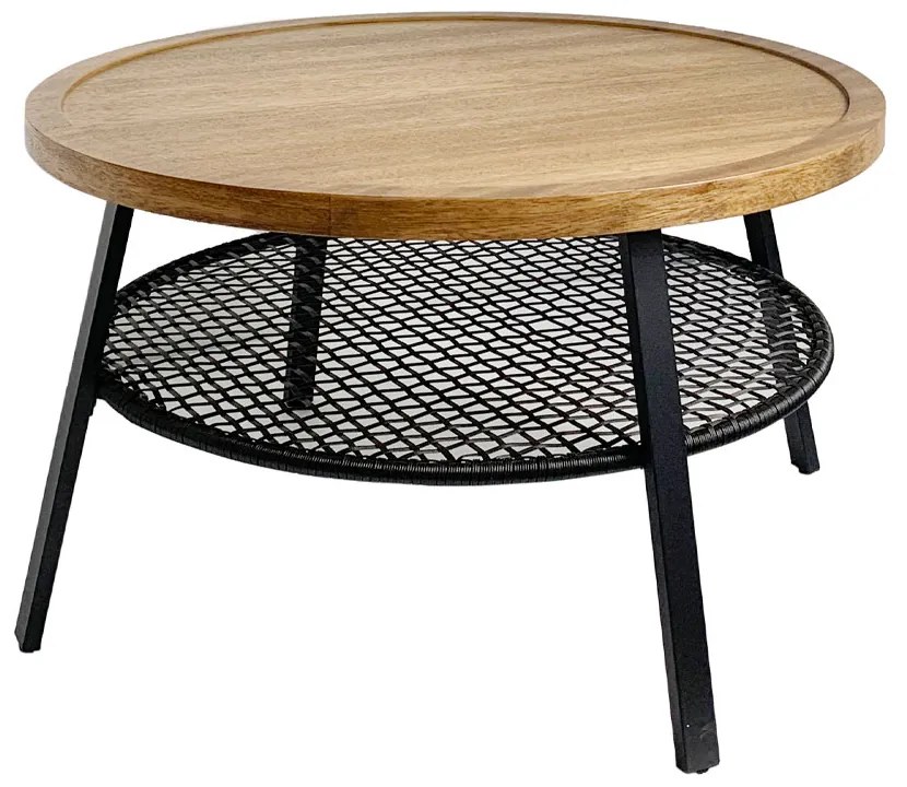 FILET COFFEE TABLE ΦΥΣΙΚΟ ΜΑΥΡΟ 75x75xH43cm