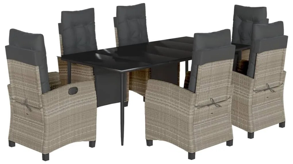 vidaXL Σετ Τραπεζαρίας Κήπου 7 τεμ. Αν. Γκρι Συνθ. Ρατάν με Μαξιλάρια