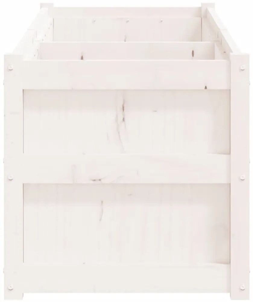 vidaXL Ζαρντινιέρα Λευκή 150 x 50 x 50 εκ. από Μασίφ Ξύλο Πεύκου