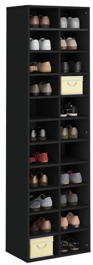 vidaXL Παπουτσοθήκη Μαύρη 54 x 34 x 183 εκ. από Επεξεργασμένο Ξύλο