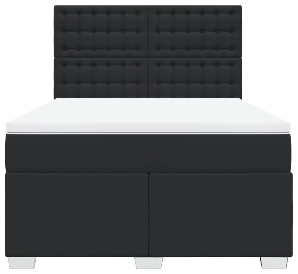 vidaXL Κρεβάτι Boxspring με Στρώμα Μαύρο 160x200εκ.από Συνθετικό Δέρμα