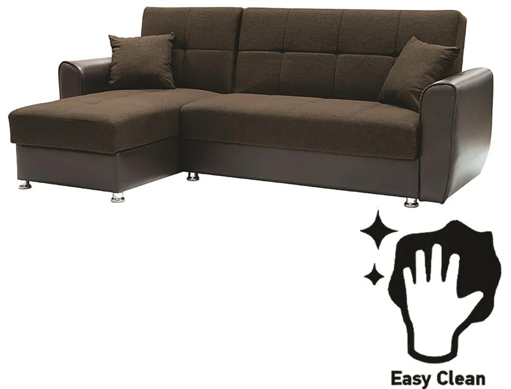 Γωνιακός Καναπές Vera Fylliana Καφέ Ύφασμα με Τεχνόδερμα 240x146x85 εκ. 240x146x85 εκ.