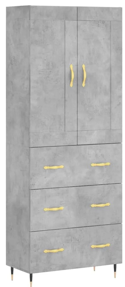 vidaXL Ντουλάπι Γκρι Σκυροδέματος 69,5x34x180 εκ. Επεξεργασμένο Ξύλο