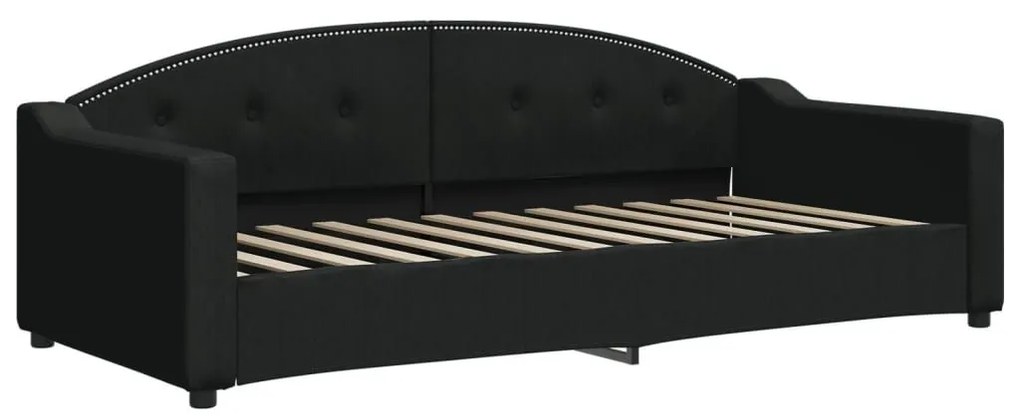Καναπές Κρεβάτι με Στρώμα Μαύρο 90 x 200 εκ. Υφασμάτινο - Μαύρο