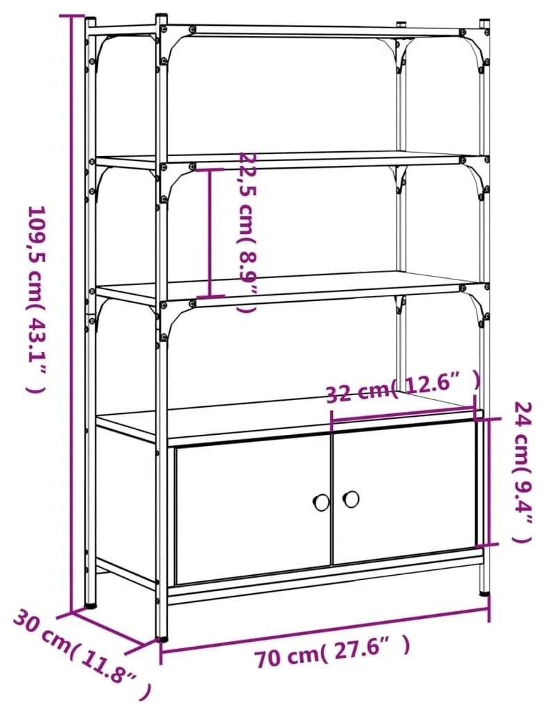 Βιβλιοθήκη 3 Επιπέδων Καφέ Δρυς 70x30x109,5 εκ. Επεξεργ. Ξύλο - Καφέ