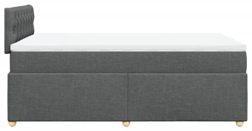 Κρεβάτι Boxspring με Στρώμα Σκούρο Γκρι 120x200 εκ. Υφασμάτινο - Γκρι