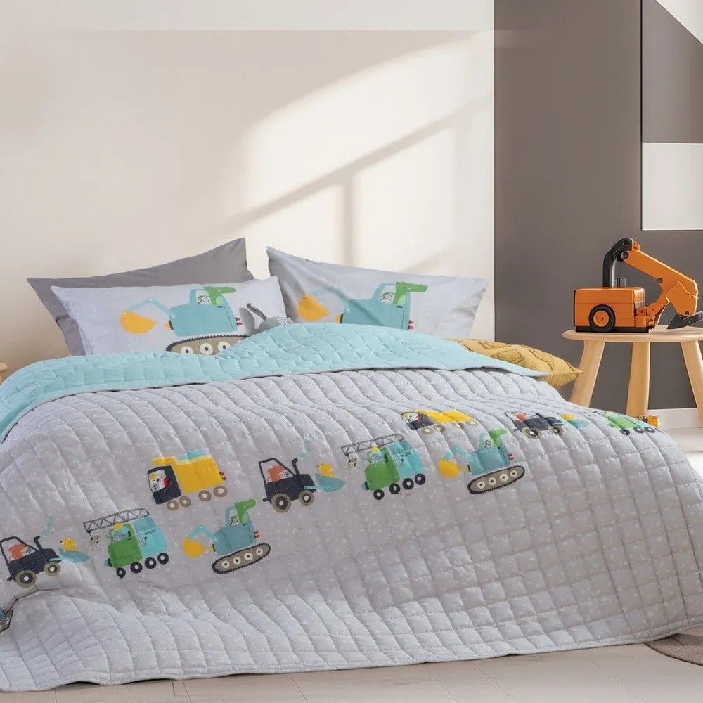 Κουβερλί Παιδικό Fun At Work Grey Nef-Nef Homeware Μονό 180x240cm Microfiber-Polyester