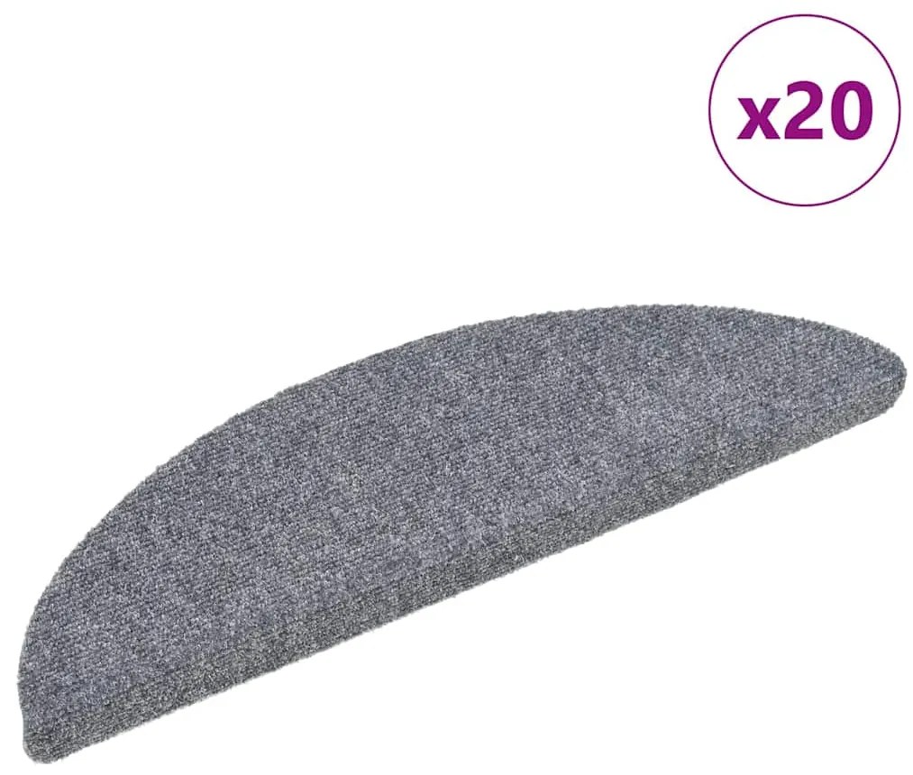 vidaXL Πατάκια Σκαλιών Αυτοκόλλητα 20 τεμ. Ανοιχτό Γκρι Ημίκυκλα 56x17x3 εκ.