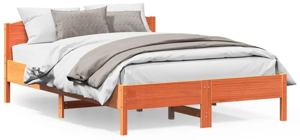 vidaXL Σκελετός Κρεβ. Χωρίς Στρώμα Καφέ Κεριού 150x200 εκ Μασίφ Πεύκο