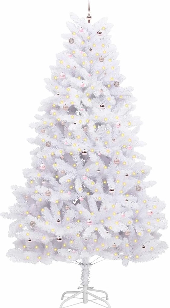 vidaXL Τεχνητό Χριστουγεννιάτικο Δέντρο με Άξονα με βάση Λευκό 300 cm