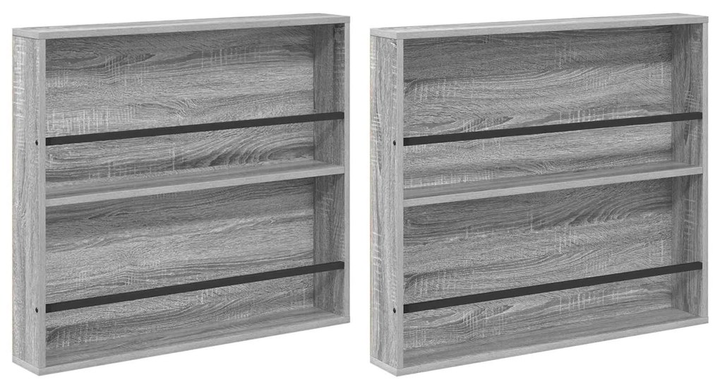 vidaXL Ράφι Περιοδικών με ράφι 2 pcs Γκρίζο Σονομα 80 x 12 x 70 εκ