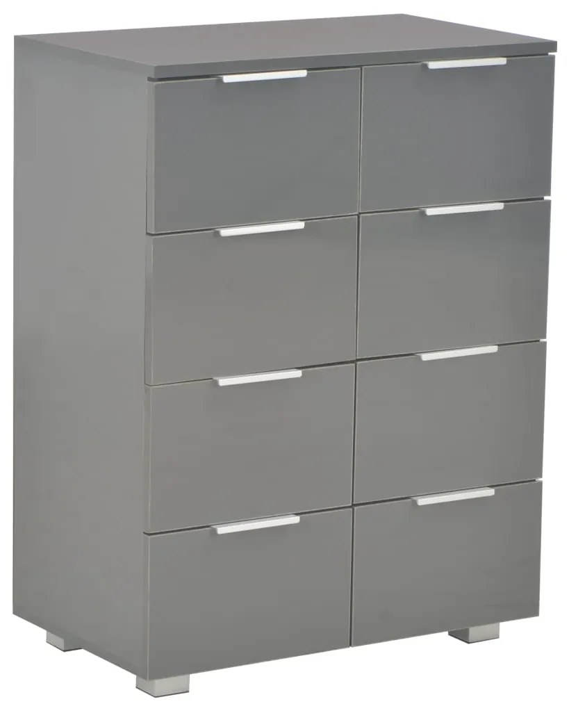 vidaXL Μπουφές Ψηλός Γυαλιστερός Γκρι 60x35x80 εκ. Επεξ. Ξύλο