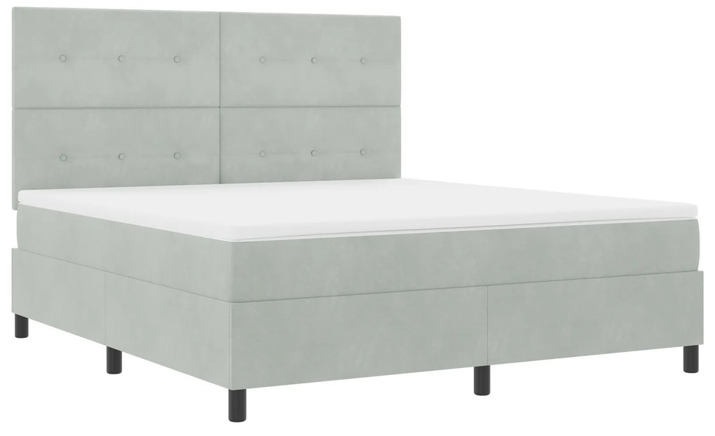 vidaXL Κρεβάτι Box Spring με Στρώμα Ανοιχτό Γκρι Super King Βελούδινο