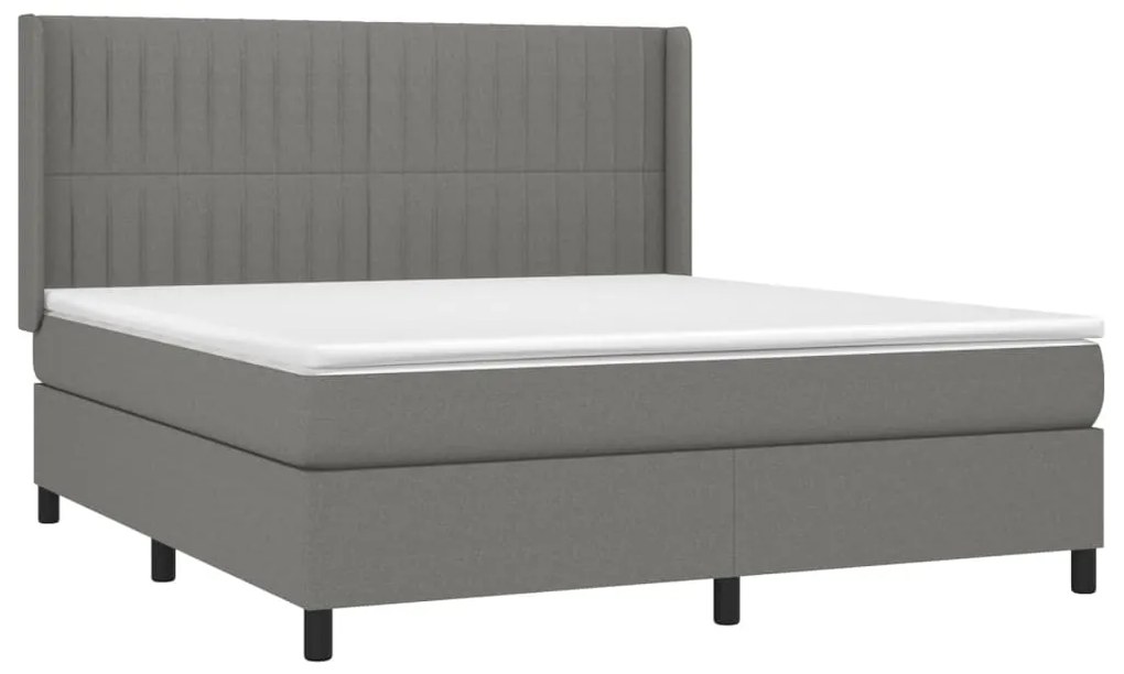 vidaXL Κρεβάτι Boxspring με Στρώμα Σκούρο Γκρι 160x200 εκ Υφασμάτινο