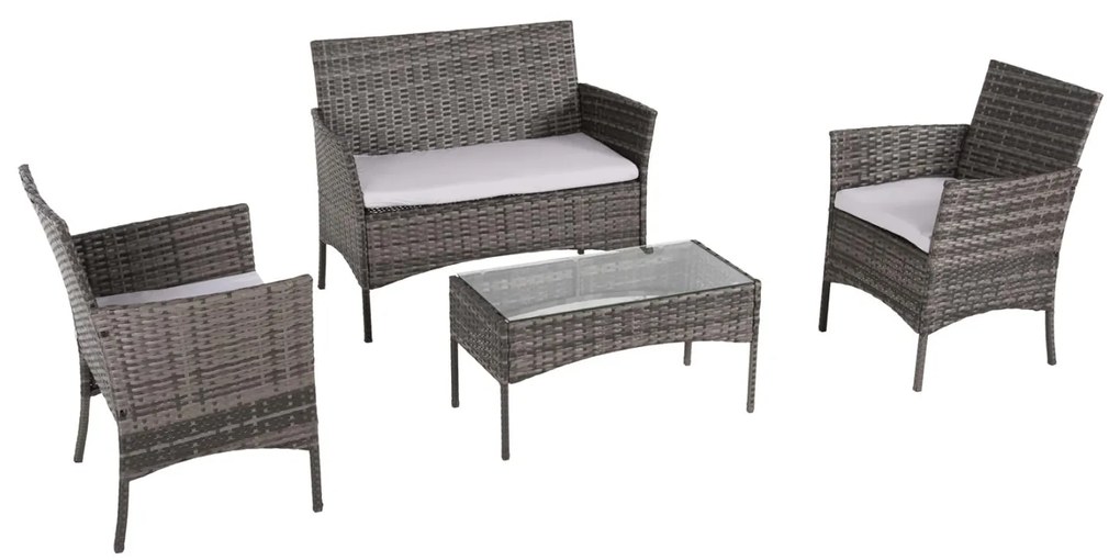 Σετ Κήπου Σαλόνι STASIA 4 τεμ Συνθετικό Rattan Γκρί με Μπέζ Μαξιλάρια