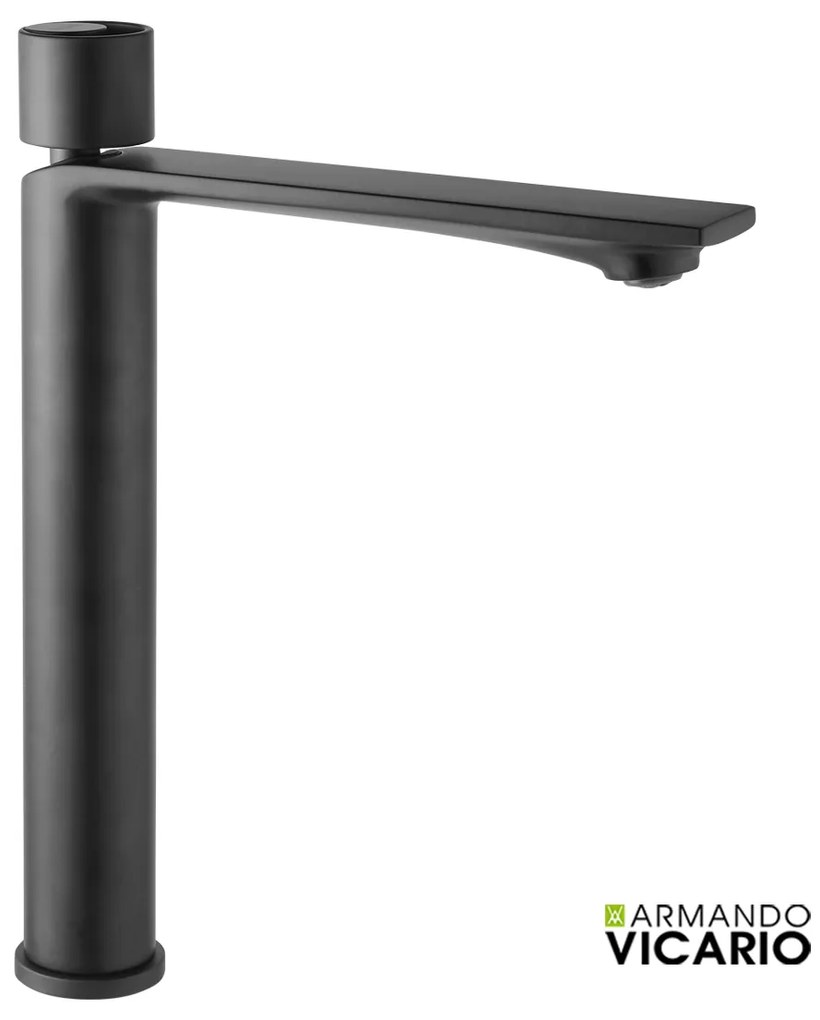 Μπαταρία Νιπτήρα Υψηλή με Βαλβίδα Clic-Clac Halo Vicario Black Matt 515041-400