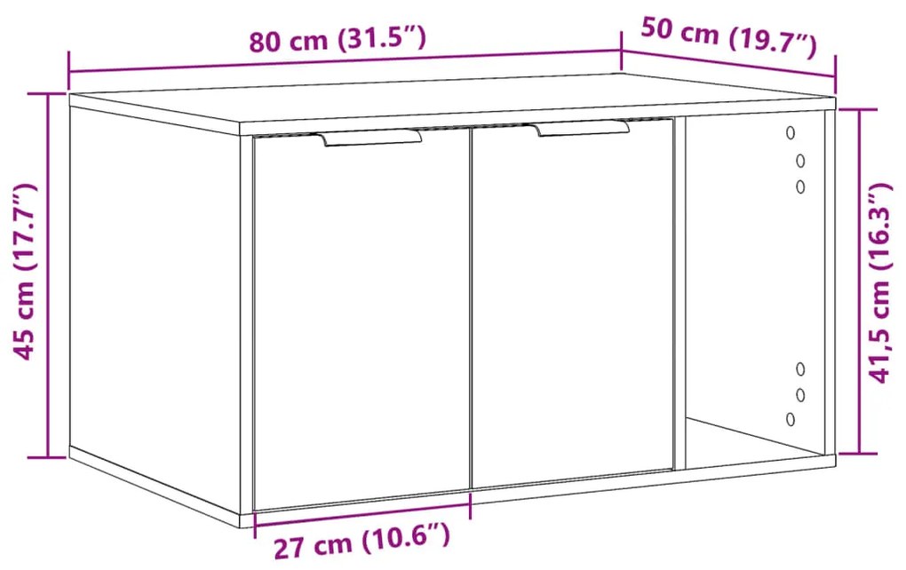 ΤΟΥΑΛΕΤΑ ΓΑΤΑΣ ΠΕΡΙΦΡΑΞΗ ΜΑΥΡΟ 80X50X45 ΕΚ. ΕΠΕΞΕΡΓΑΣΜ. ΞΥΛΟ 857734