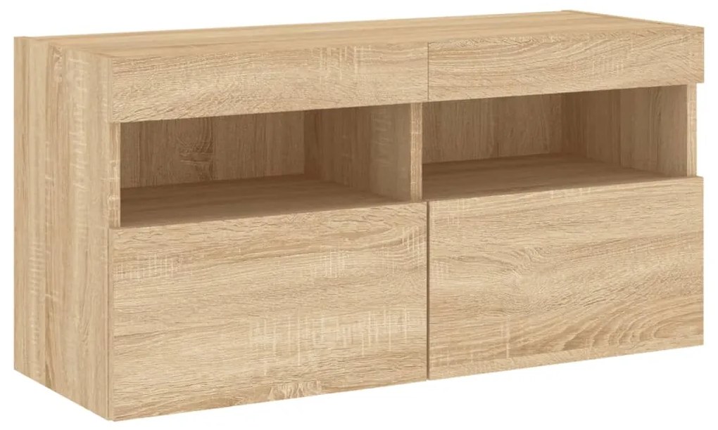 vidaXL Έπιπλο Τοίχου Τηλεόρασης με LED Sonoma Δρυς 80x30x40 εκ.