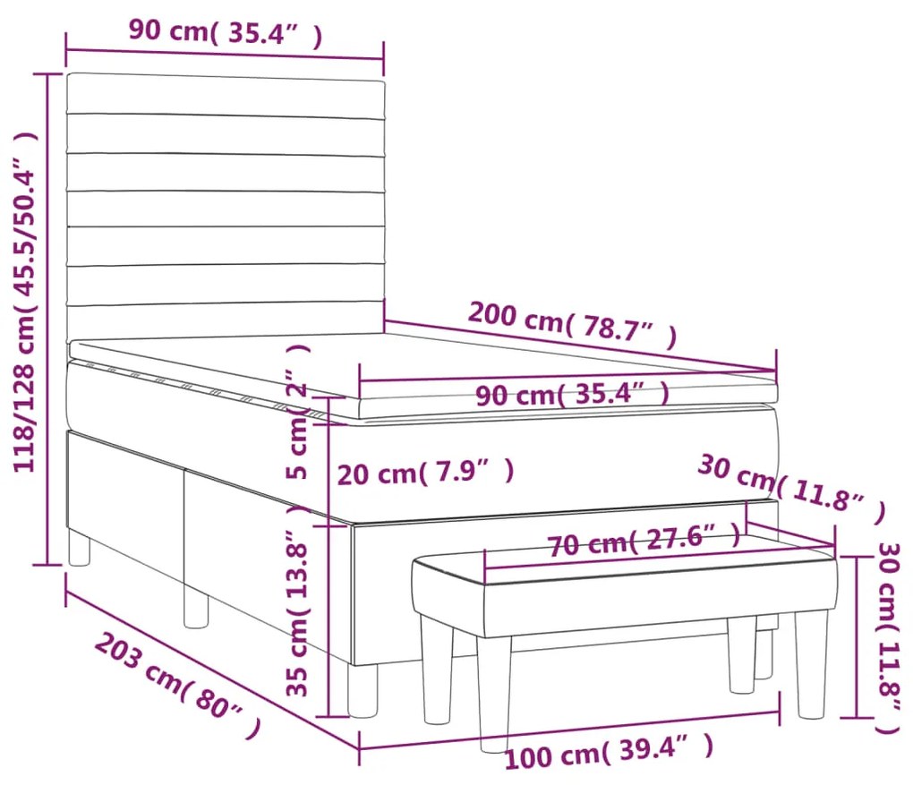 ΚΡΕΒΑΤΙ BOXSPRING ΜΕ ΣΤΡΩΜΑ ΜΑΥΡΟ 90X200 ΕΚ. ΥΦΑΣΜΑΤΙΝΟ 3136647