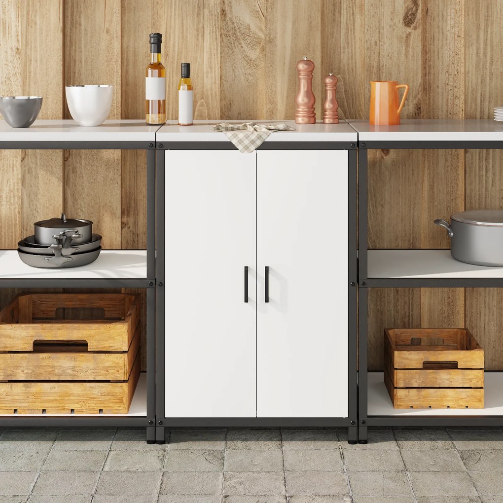 vidaXL Ντουλάπα Αποθήκευσης Κουζίνας Λευκό 60 x 50 x 92 εκ. Ατσάλι