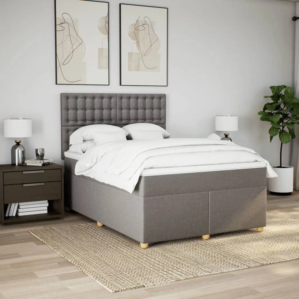 vidaXL Κρεβάτι Boxspring με Στρώμα Taupe 140x200 εκ. Υφασμάτινο