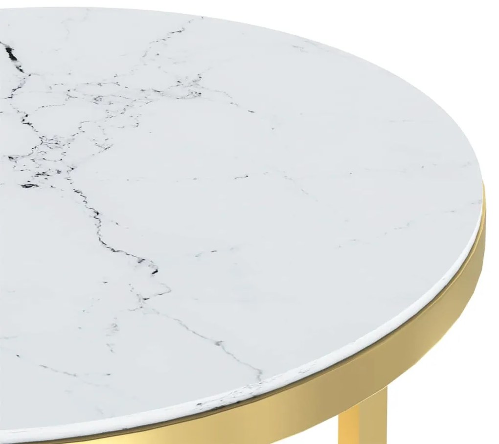 vidaXL Τραπέζι Βοηθητικό Χρυσό / Λευκό Μάρμαρο 45 εκ. από Ψημένο Γυαλί