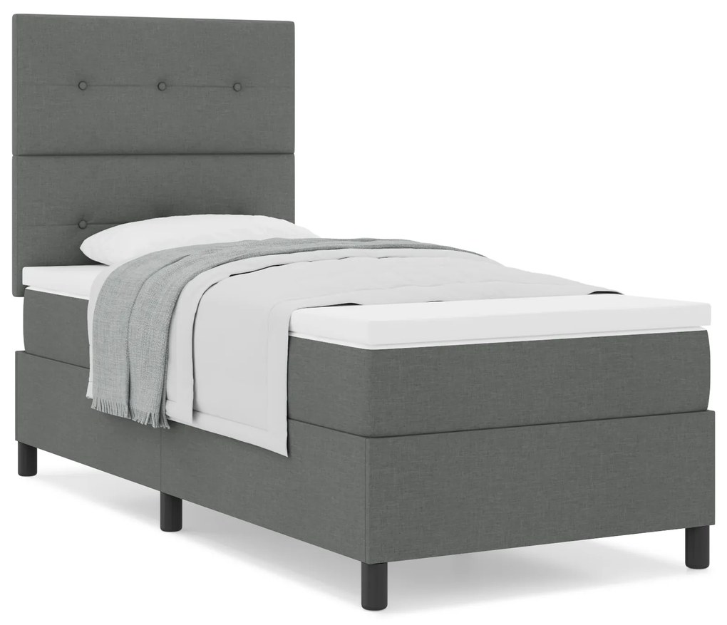 vidaXL Κρεβάτι Box Spring με Στρώμα Σκοτεινό Γκρι 80x200 cm Ύφασμα