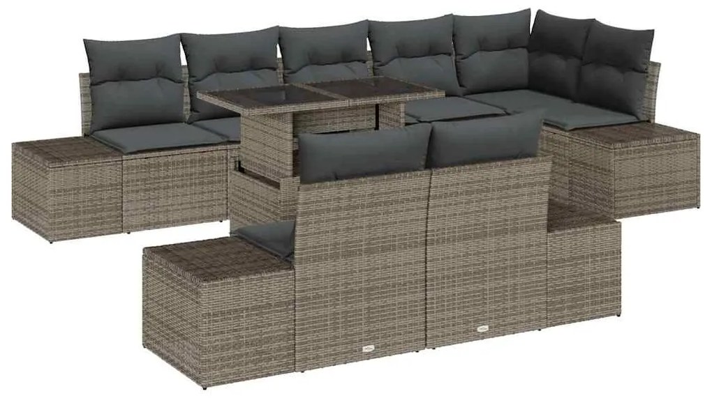 vidaXL Σετ Καναπέ Κήπου με μαξιλάρι 9 pcs Γκρι 100 x 55 x 73 εκ