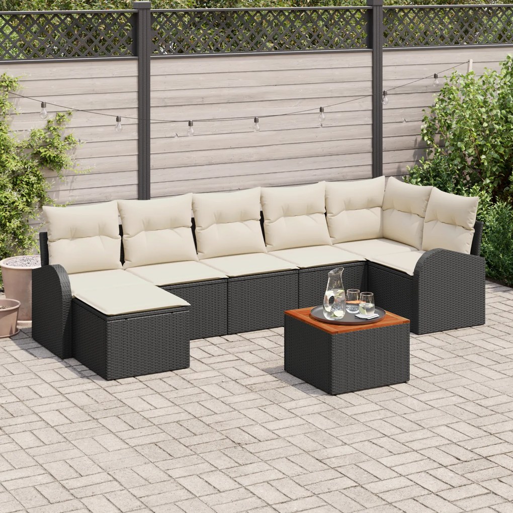 vidaXL Σετ Καναπέ Κήπου 8 pcs Μαύρος, λευκός Μεγάλο
