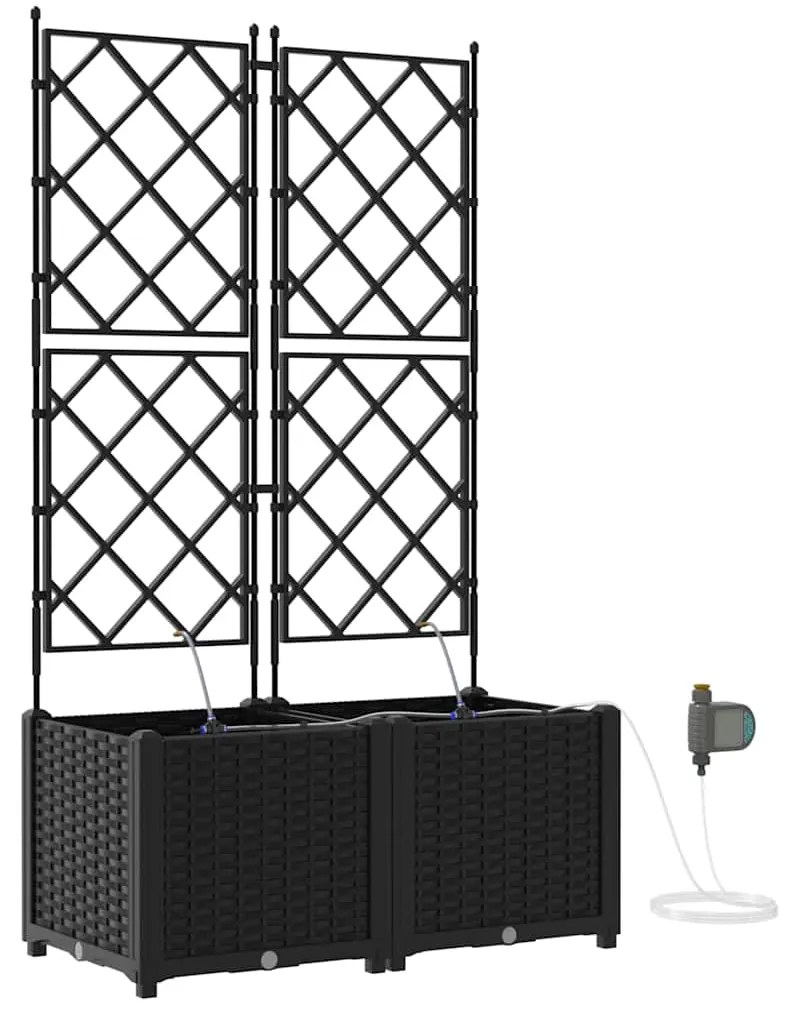 vidaXL Ζαρντινιέρες κήπου Μαύρο 80 x 40 x 142 cm Ατσάλι