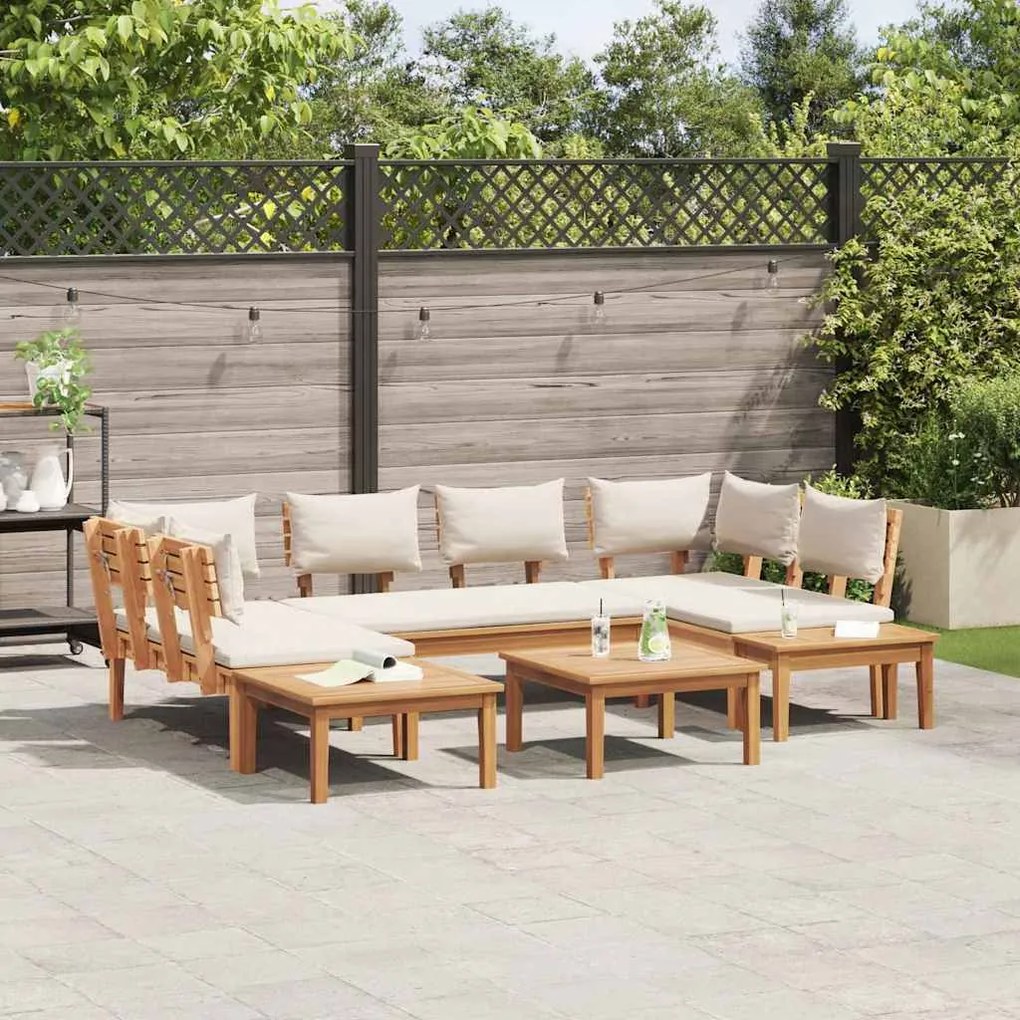 vidaXL Σετ Παγκάκι Κήπου 4 pcs Καφέ, Κρέμα Πολυ rattan, βαμμένο ατσάλι
