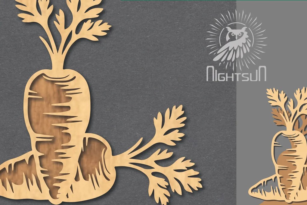 Σετ των 2 Intra απο ξύλο plywood 3mm-4mm πάχος Διακόσμηση κοπής με λέιζερ καρότου 4 Δίασταση 15x15 cm INTRAFABR-117328404